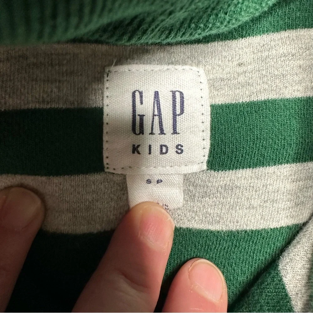 GAP Sweater Half-Zip Green & Grey Striped Size 7 - Picture 6 of 16